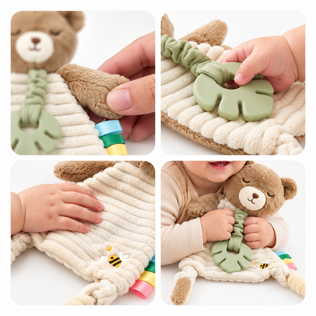DouDou Osito con Mordedor de Silicona y Texturas Sensoriales