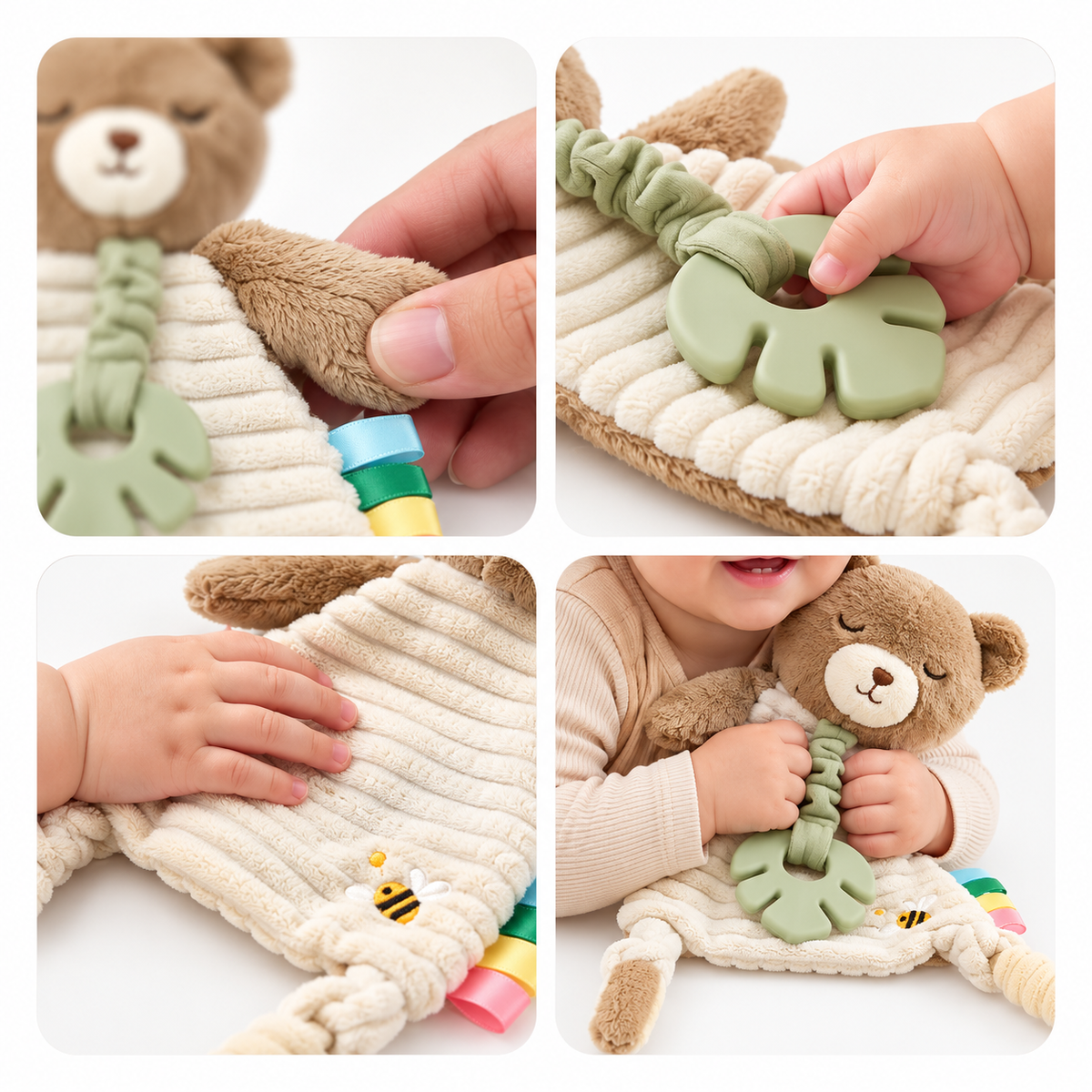 DouDou Osito con Mordedor de Silicona y Texturas Sensoriales