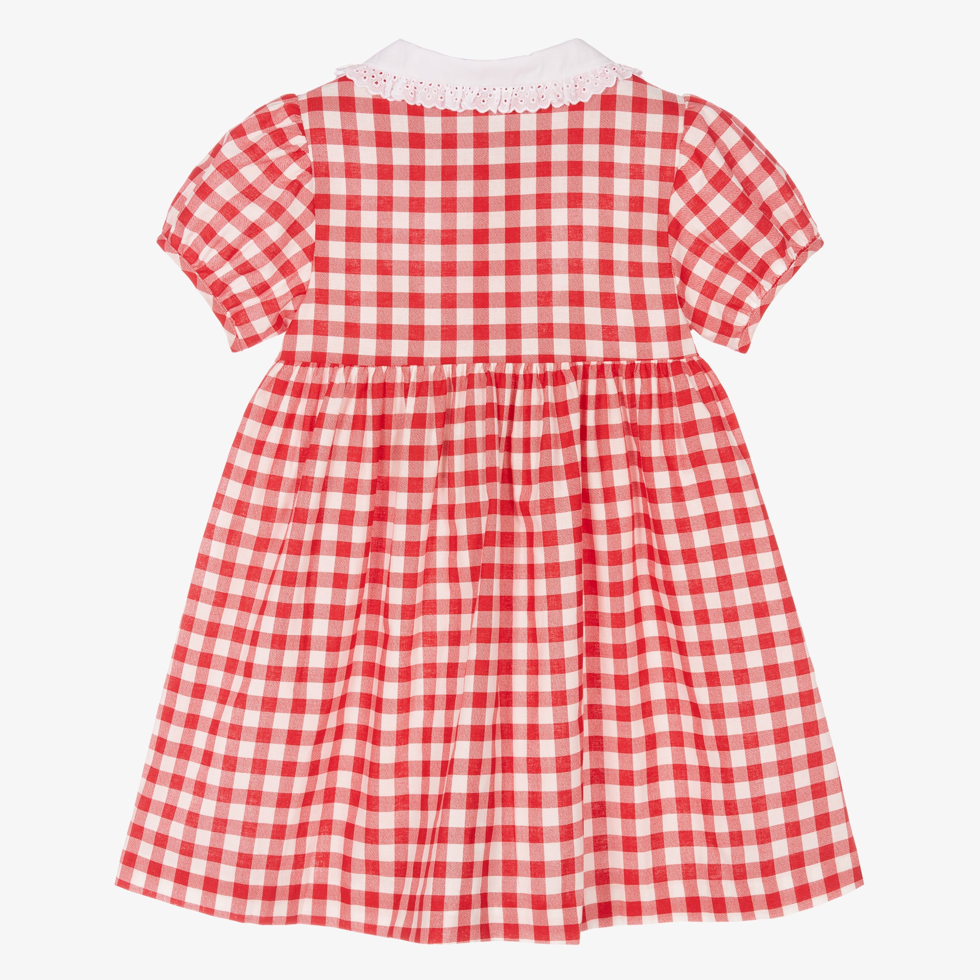 Vestido Vichy Rojo con Cuello Peter Pan