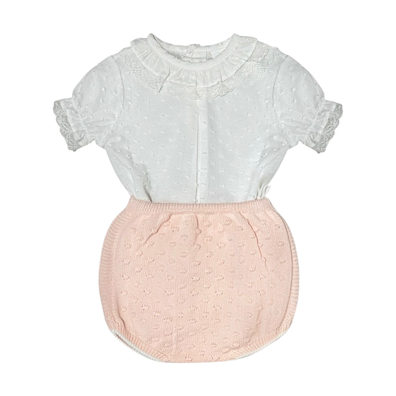 Conjunto de Camisa Plumeti con Cubre Panal Tejido Rosa