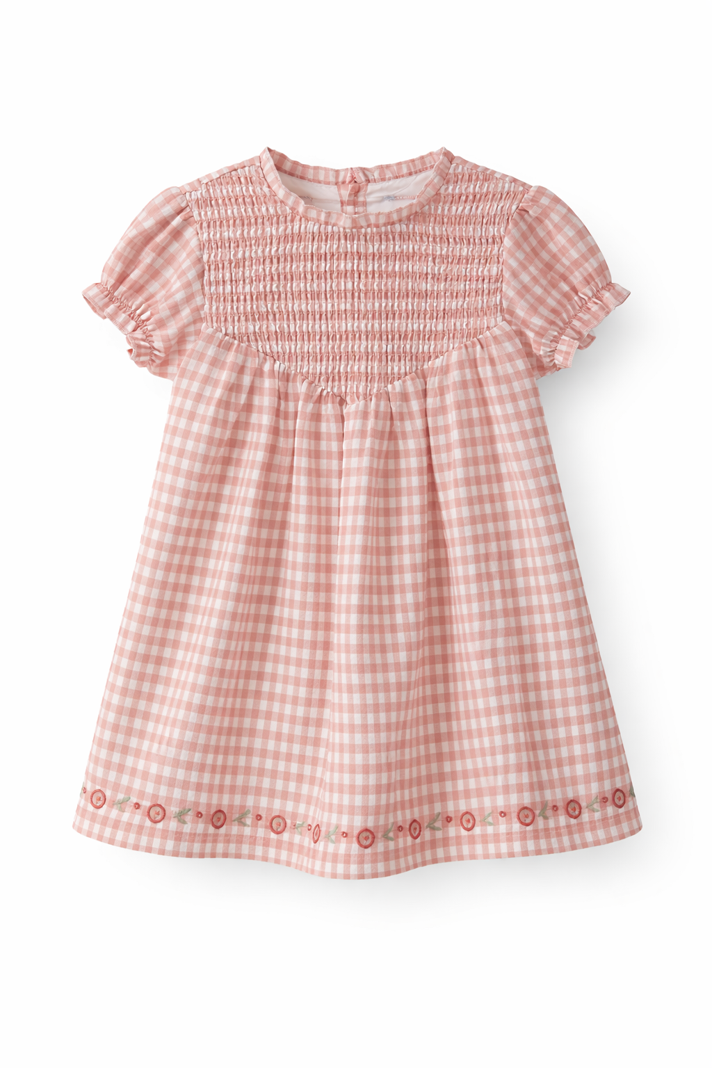 Vestido Manga Corta Cuadros Rosa Secreto