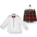 Conjunto Bebe Colección Tartan Bermuda con Pajarita y Camisa Blanca