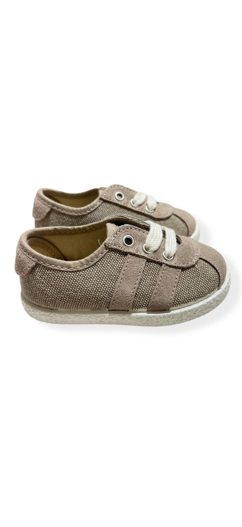 Blucher Beige con Trenzas y Suela Blanca