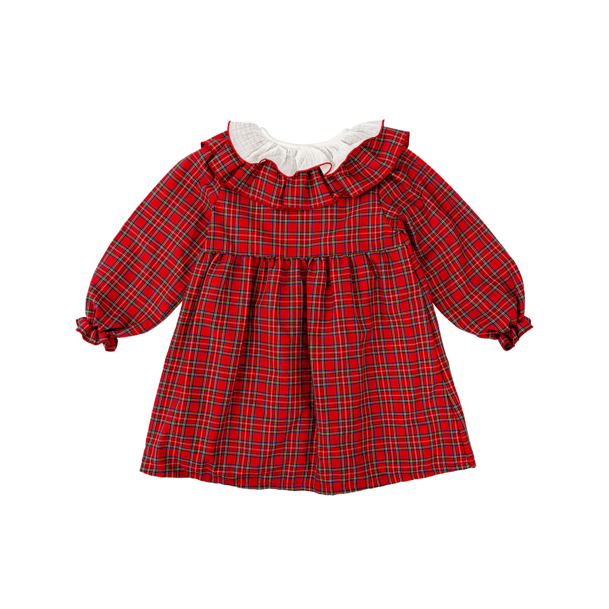 Vestido Tartán Clásico Rojo Manga Larga