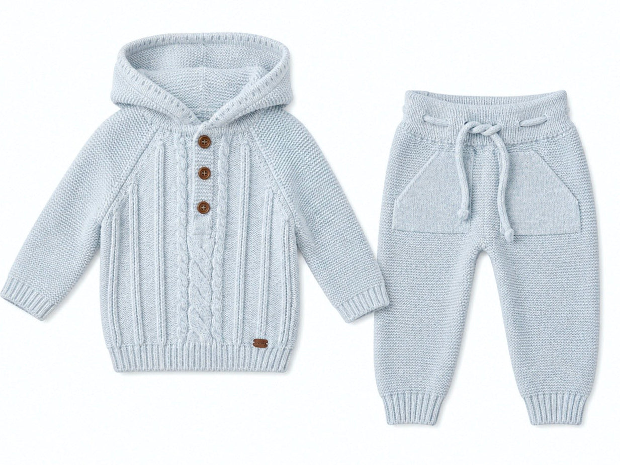 Comfy Set de Lana Azul Grisáceo