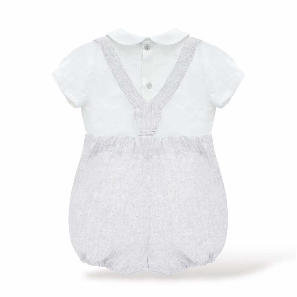 Conjunto Ceremonia Tirantes en Lino Gris Claro