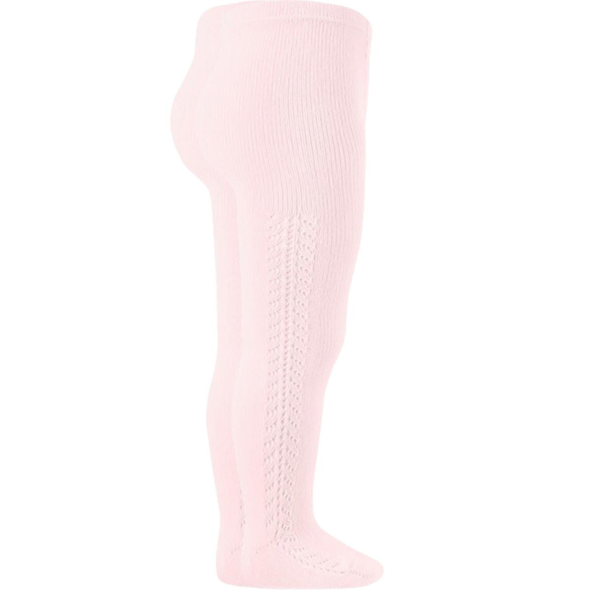 Leotardos Calado Lateral Rosa Bebe