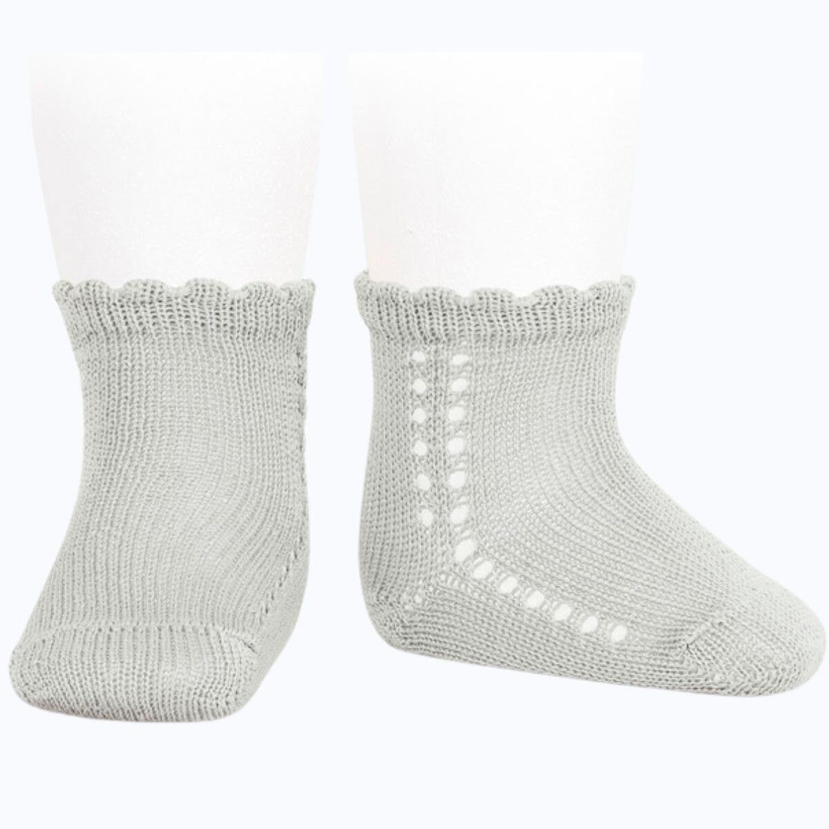 Calcetines Cortos Calados Lateral Gris Claro