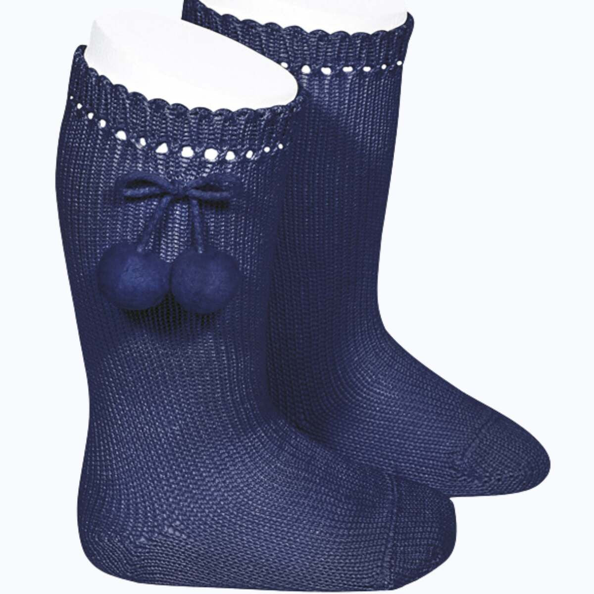 Calcetines Altos con Borlas Marino