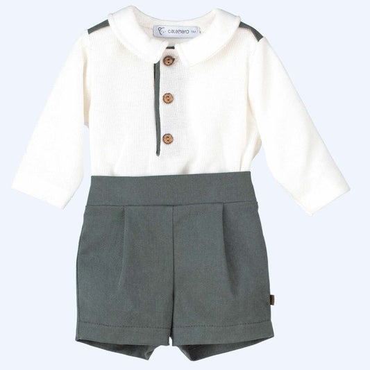 Conjunto Manga Larga con Bermuda Verde Olivo