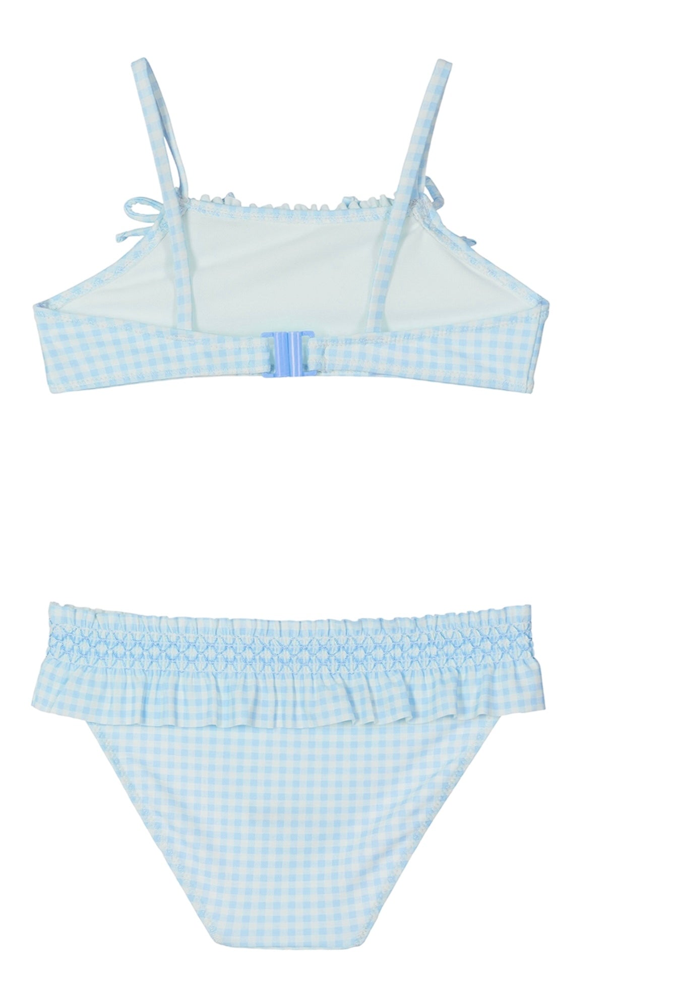 Traje de Baño Vichy Azul Dos Piezas con Nido de Abeja