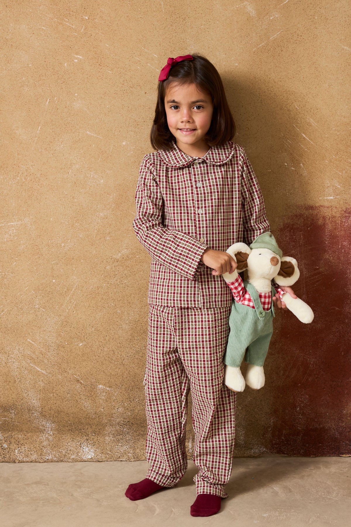 Pijama Niña Tartan con Cuello Peter Pan
