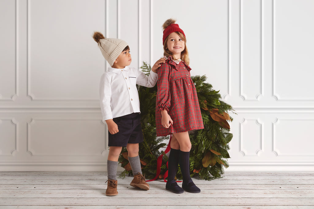 Vestido Tartán Clásico Rojo Manga Larga