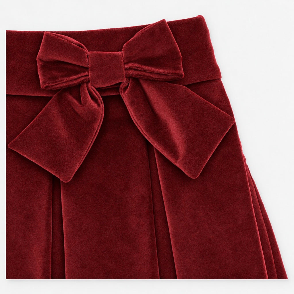 Falda con Pliegues en Terciopelo Burdeos Coleccion Pesoz