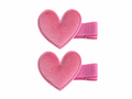 Par de Pinzas de Corazon Gamuza Rosa