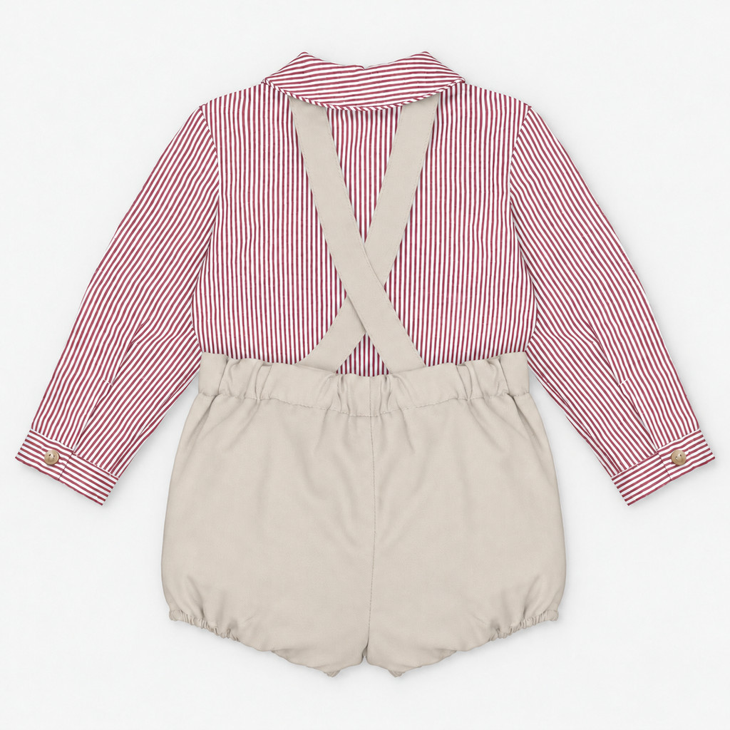 Conjunto Tirantes Beige y Burdeos Coleccion Caravia