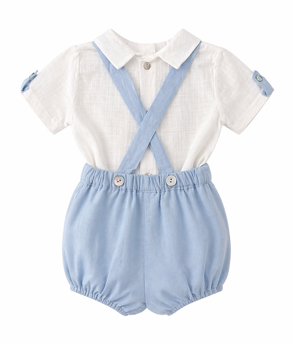 Conjunto Tirantes de Lino Azul Cielo