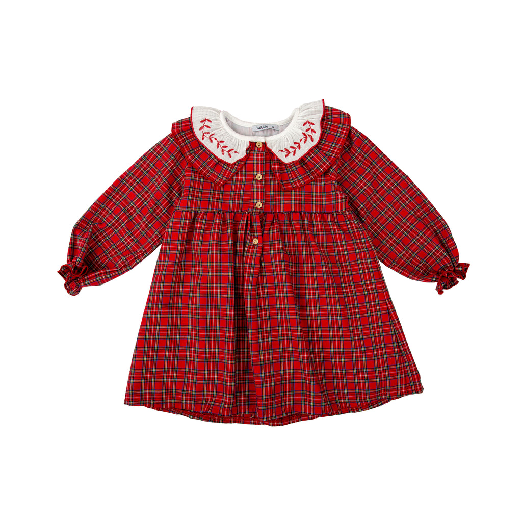 Vestido Tartán Clásico Rojo Manga Larga