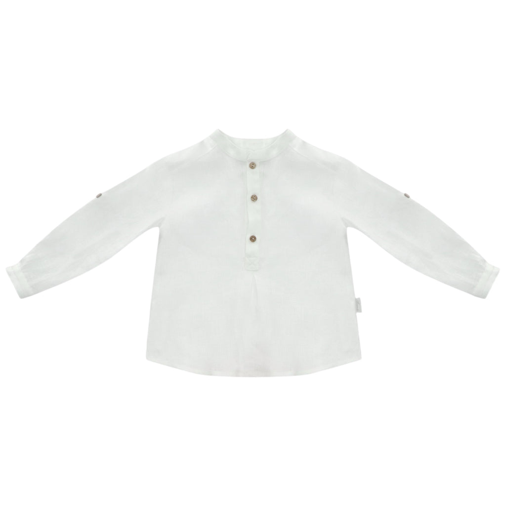 Camisa Blanca de Lino Manga Larga