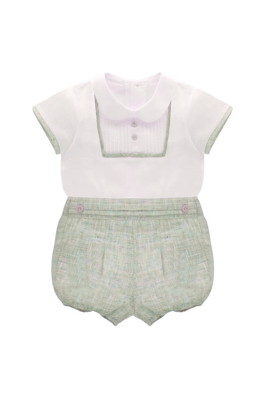 Conjunto de Lino Manga Corta Verde Claro