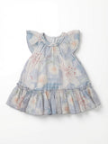 Vestido Floral Lavanda con Cuello Trenzado