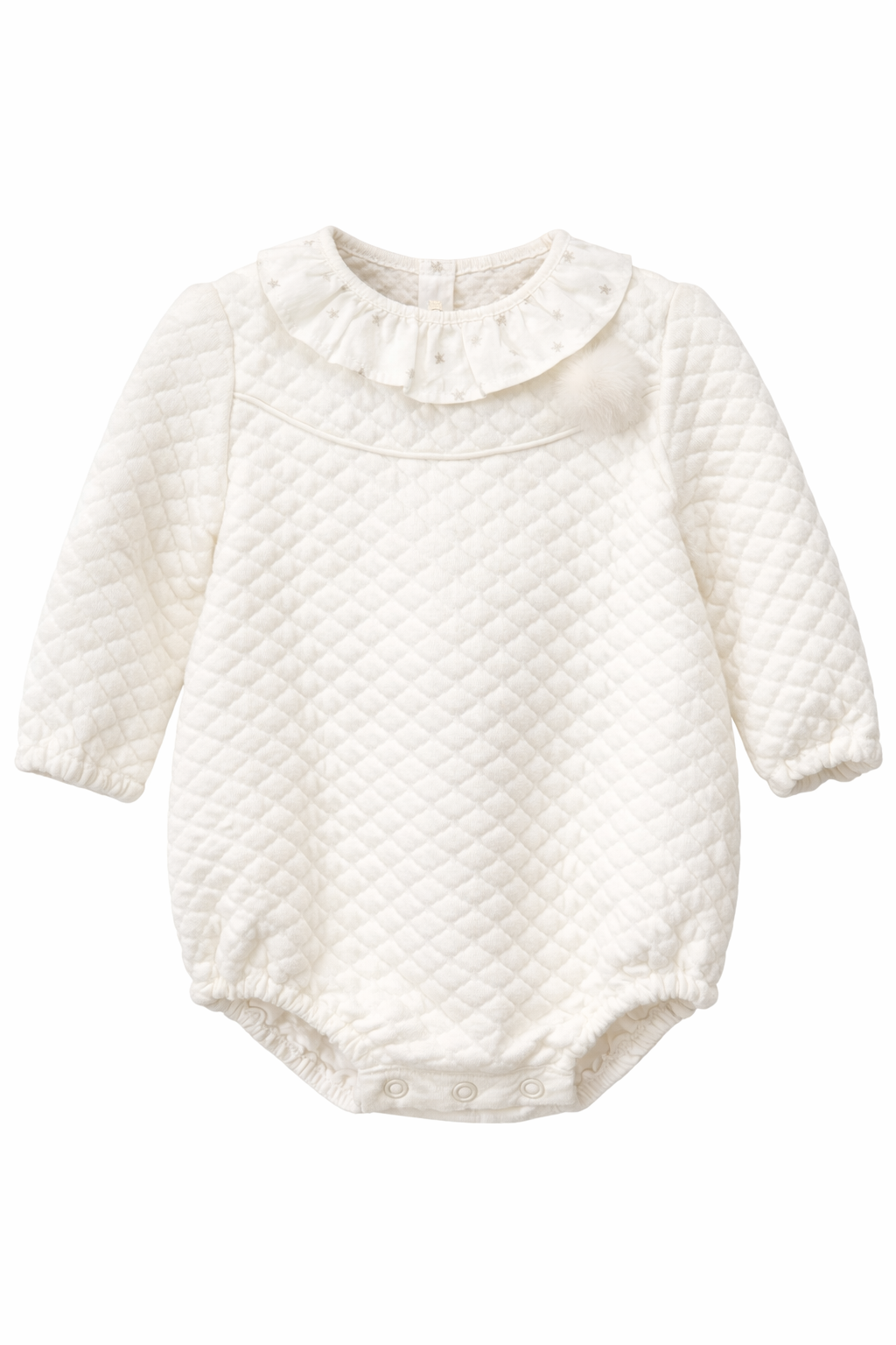 Pelele Bombacho Quilted Blanco con Pompón