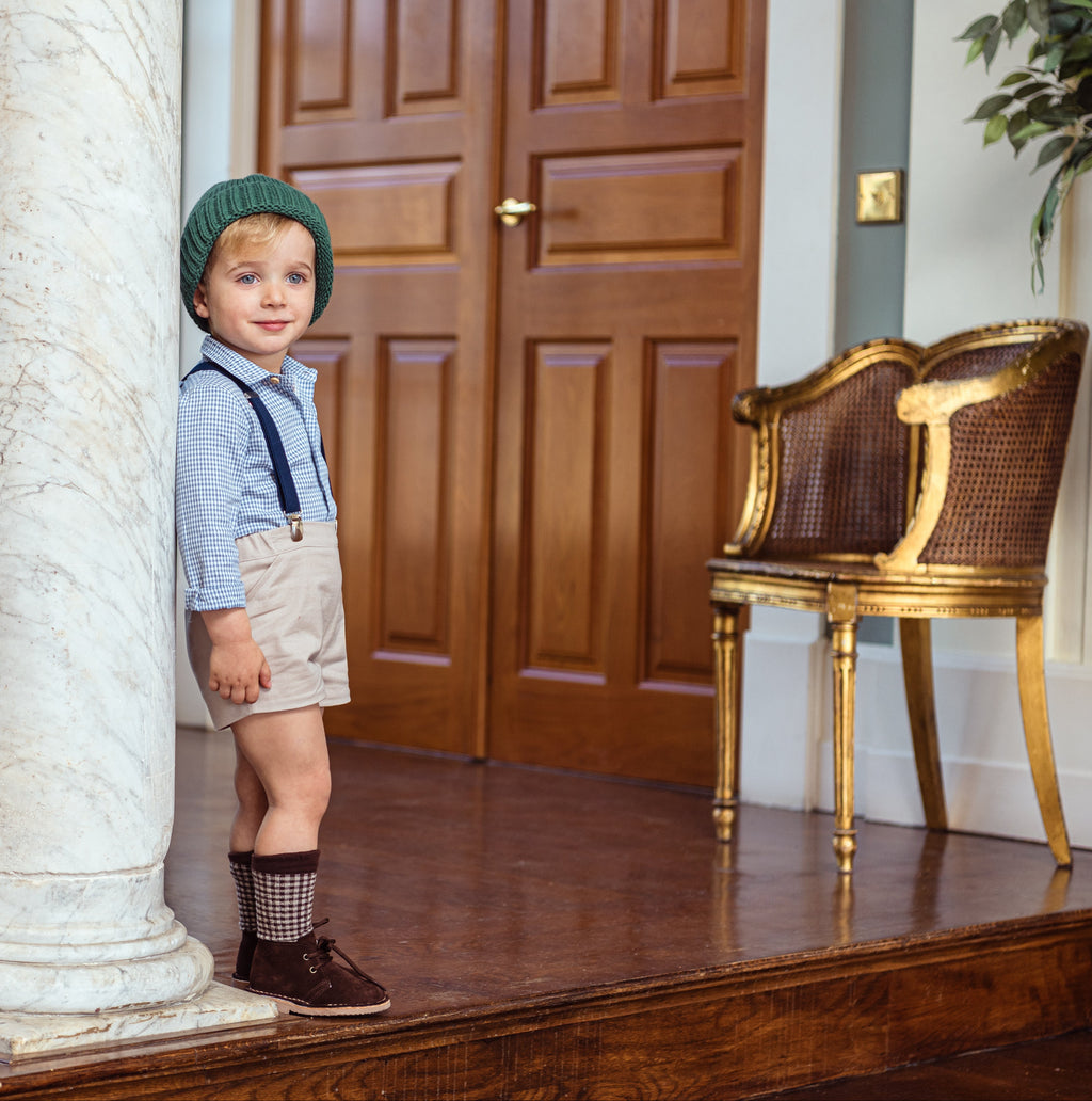 Conjunto Tirantes Seda Azul Empolvado