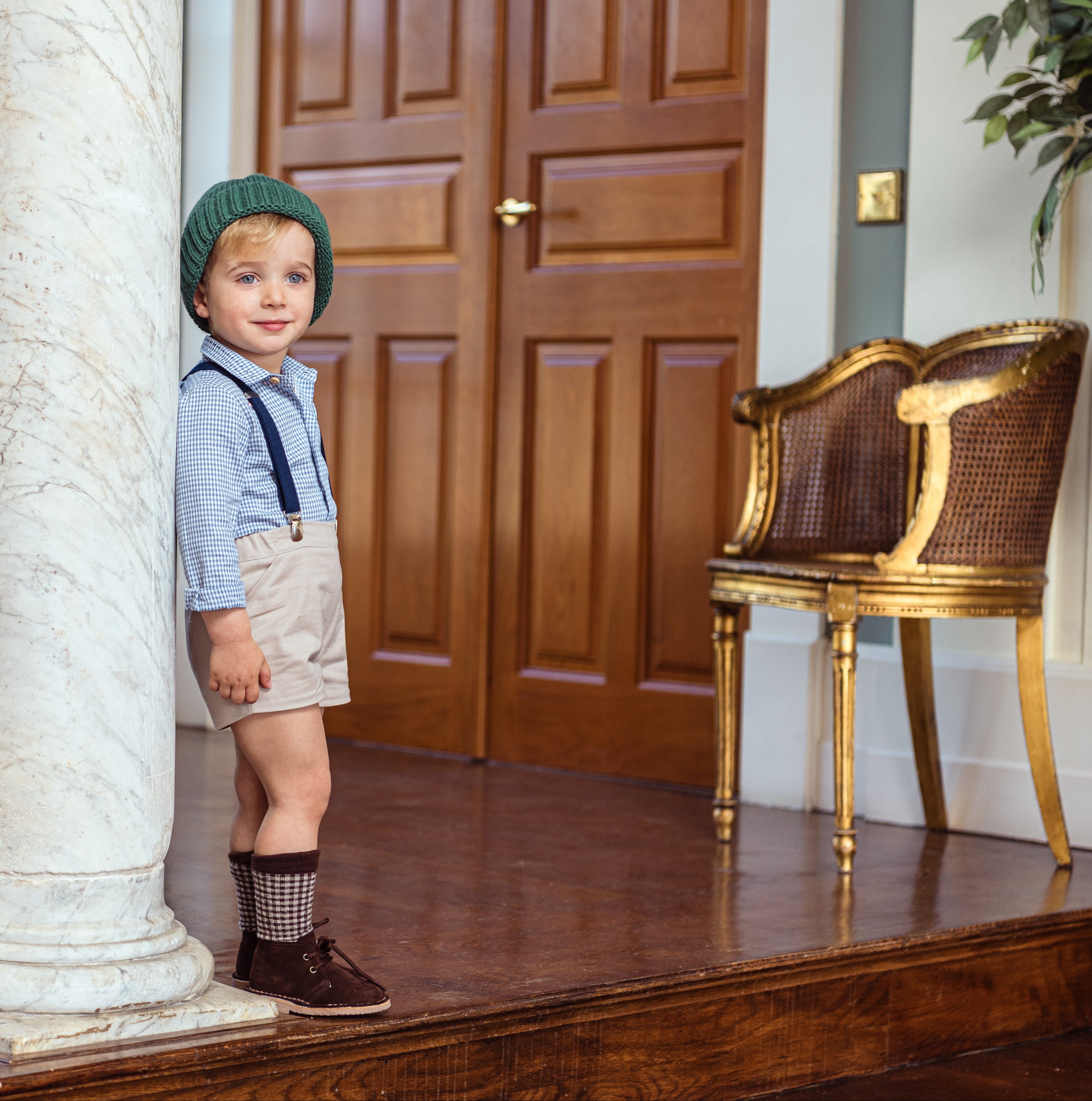 Conjunto Tirantes Seda Azul Empolvado