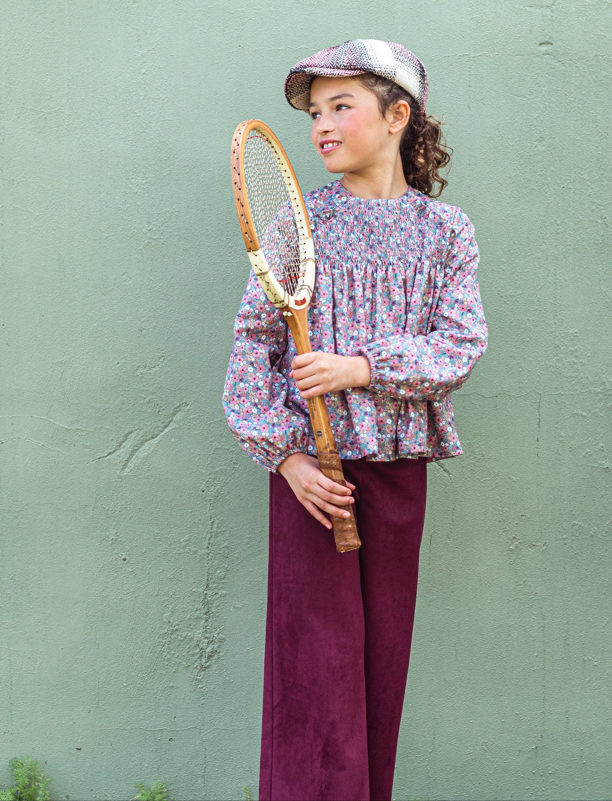 Conjunto Cachemira Pantalón Burgundy y Camisa Estampada