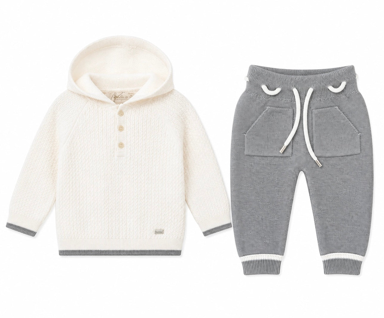 Comfy Set Sueter Blanco y Gris  y Jogger Gris