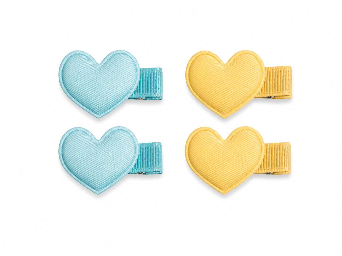 2 Mini Par de Pinzas Corazon Verde Agua y Amarillo
