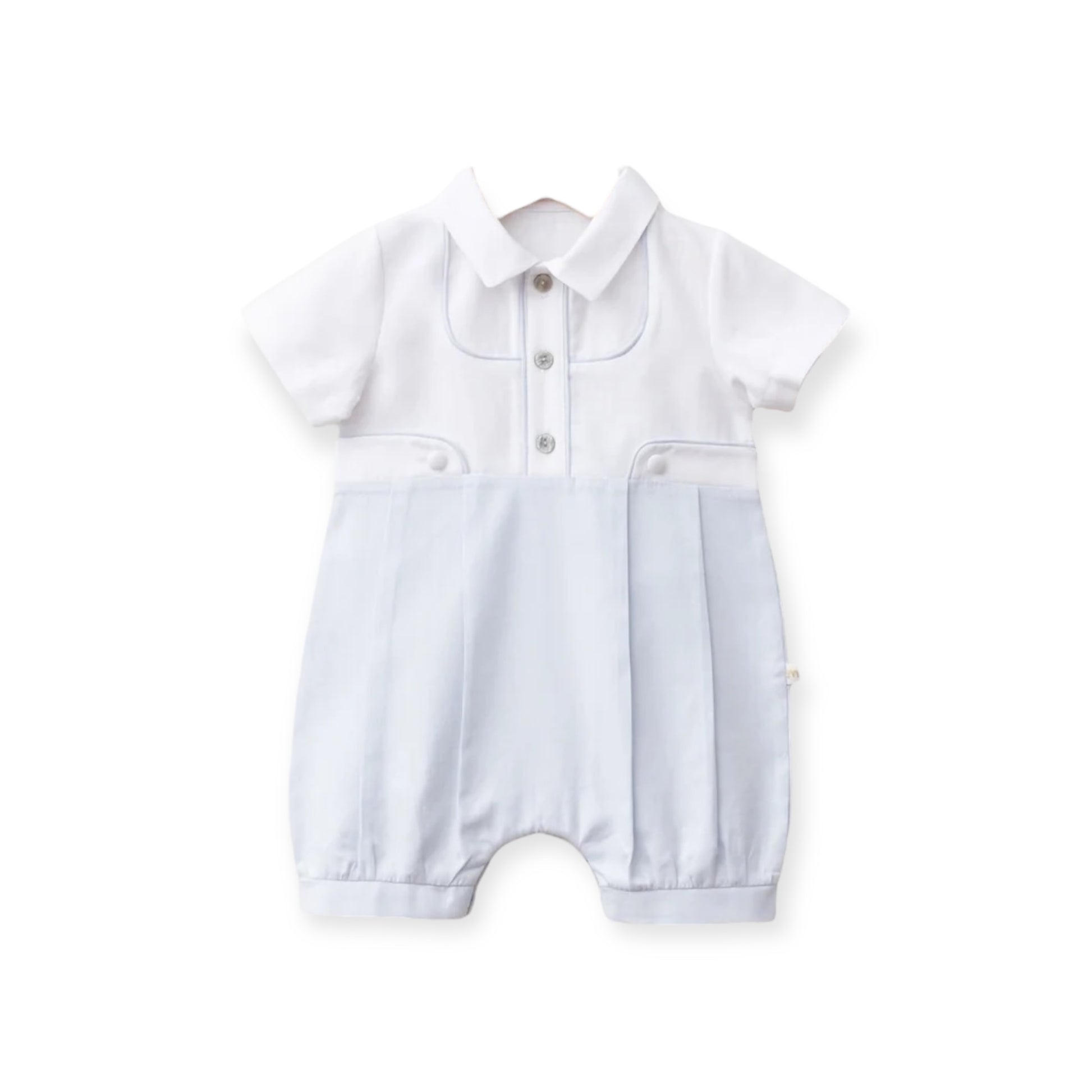 Pelele Azul Bebe con Blanco Botones Frontales
