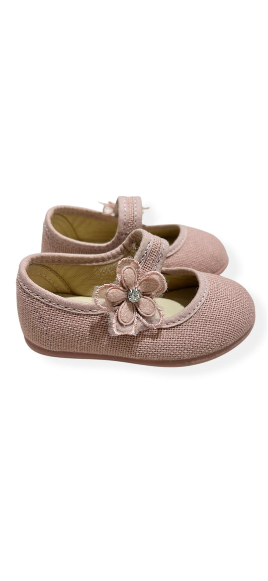 Merceditas de Lino Flor Lateral Rosa Palo