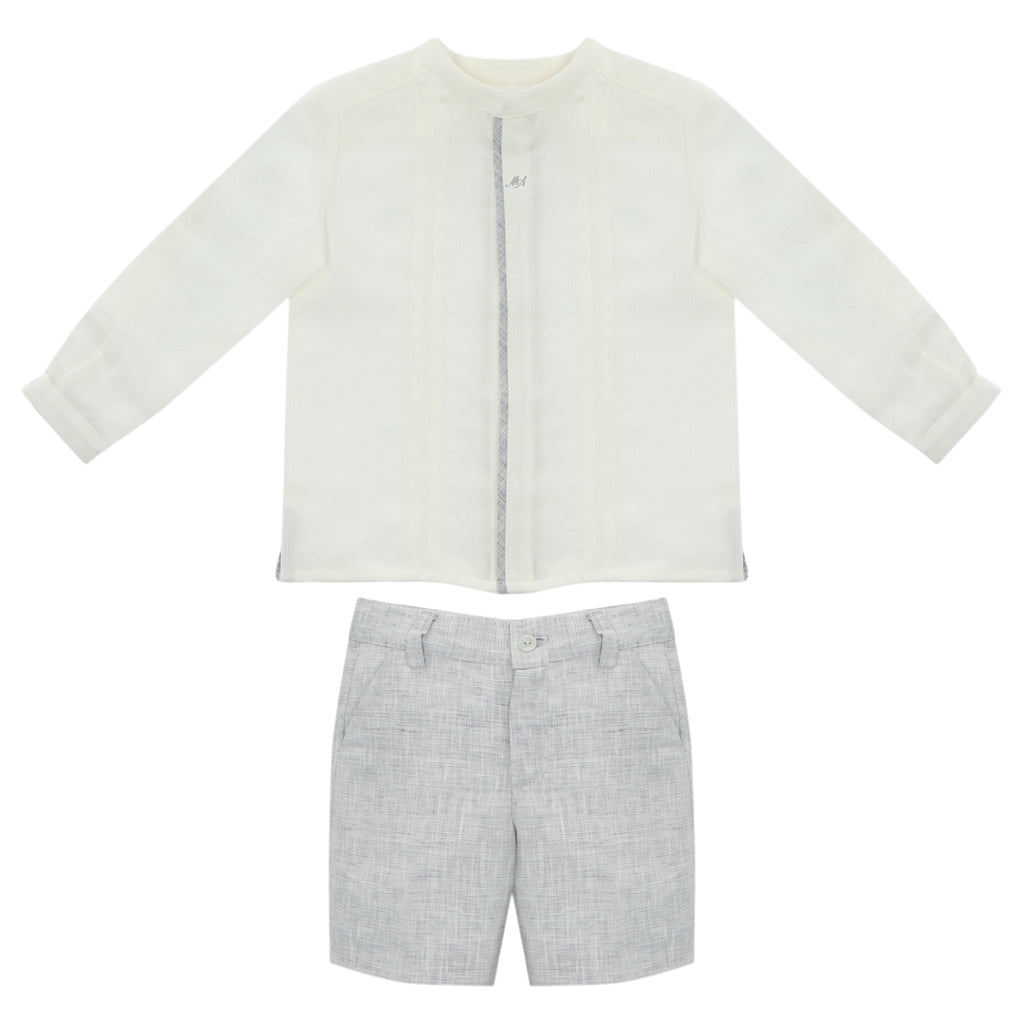 Conjunto Lino Bermuda Gris Claro