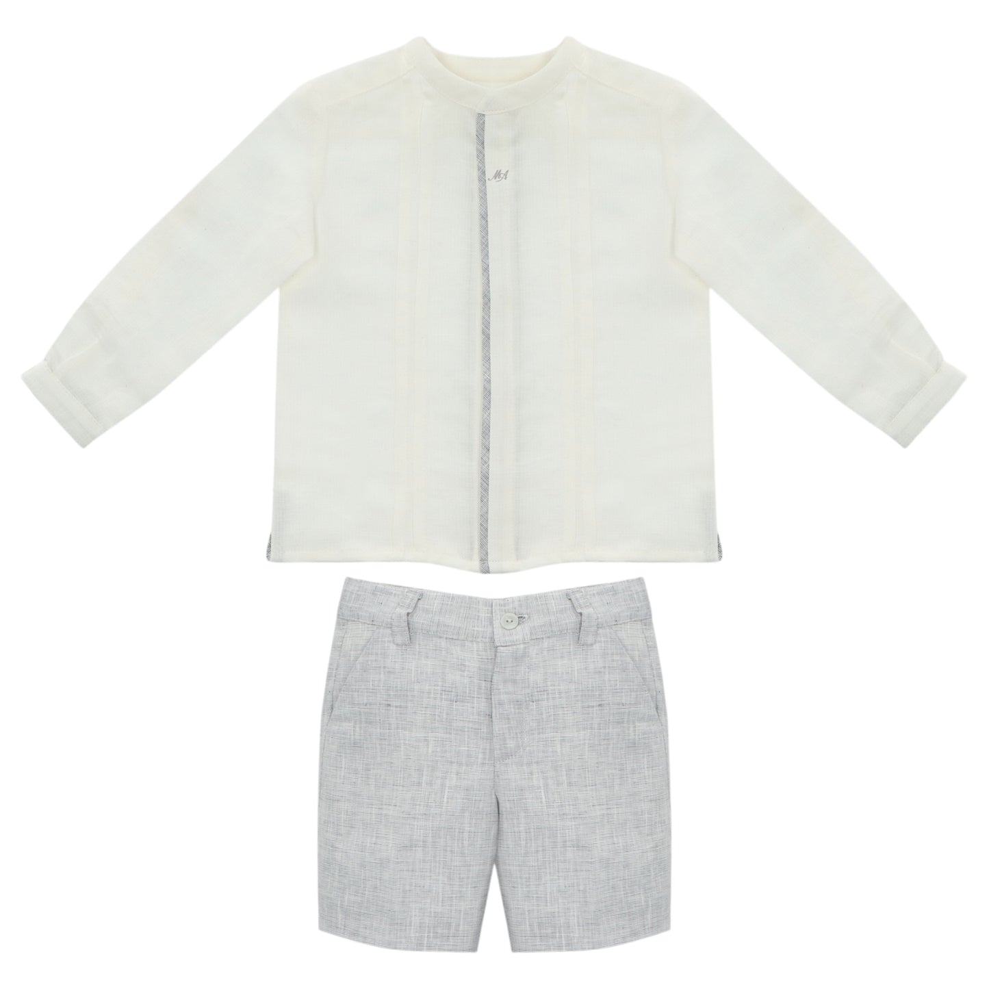 Conjunto Lino Bermuda Gris Claro