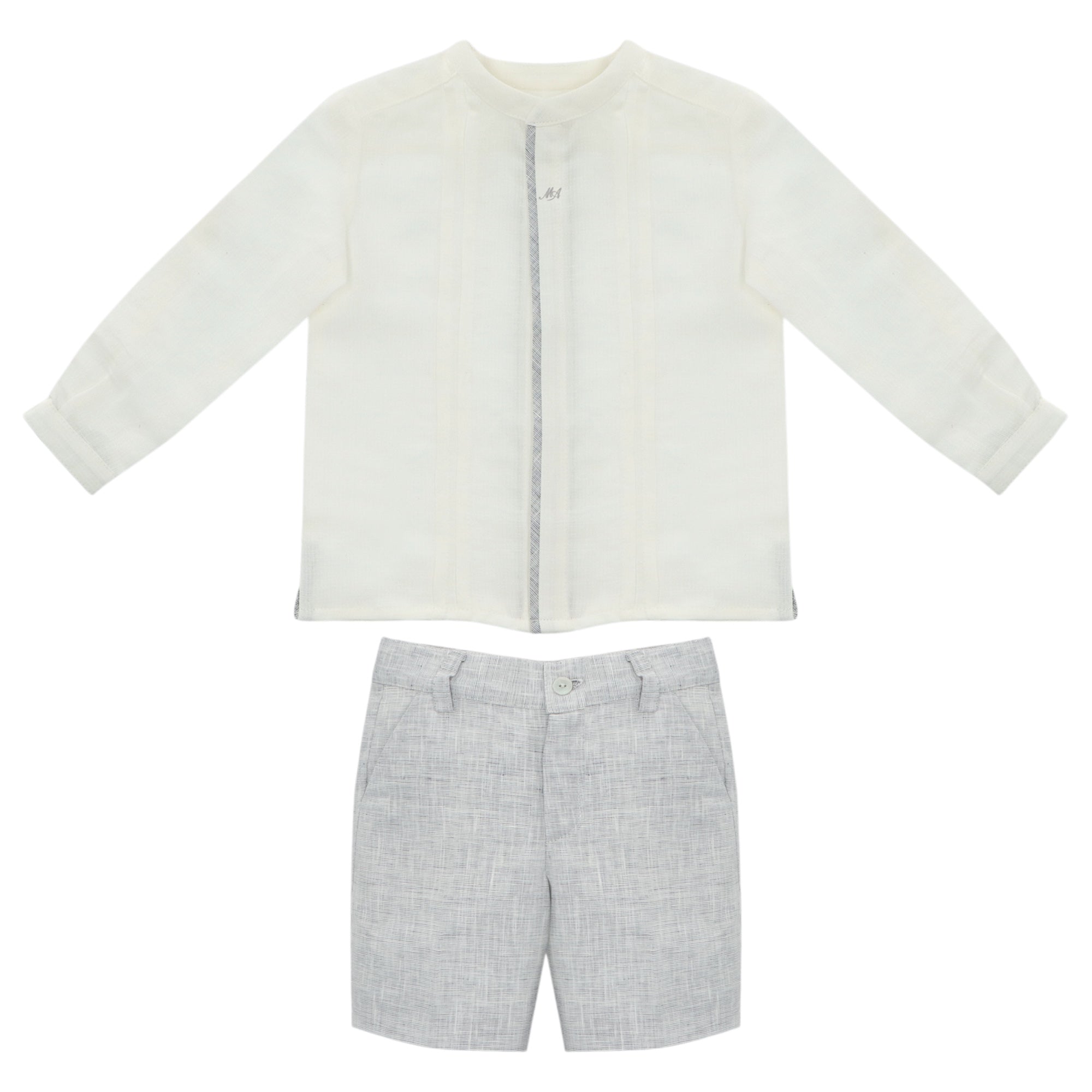 Conjunto Lino Bermuda Gris Claro
