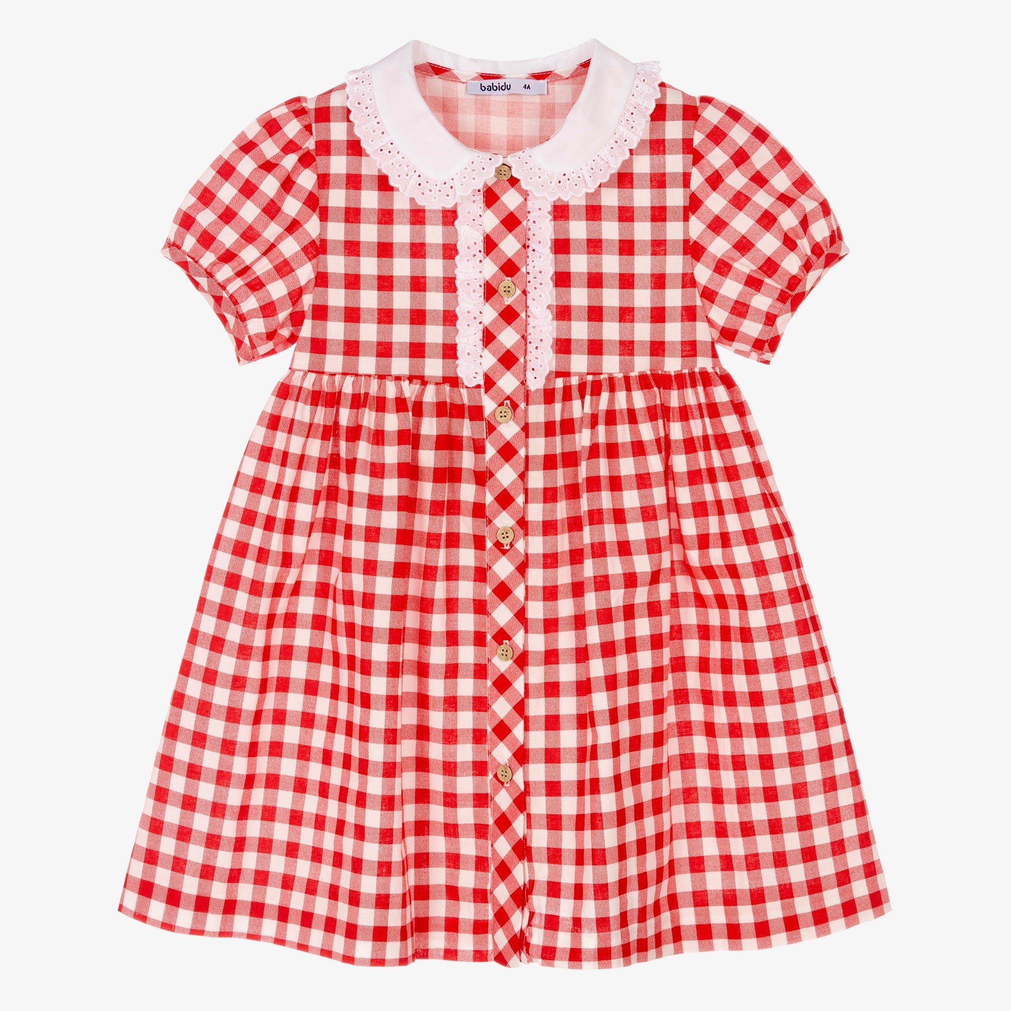 Vestido Vichy Rojo con Cuello Peter Pan