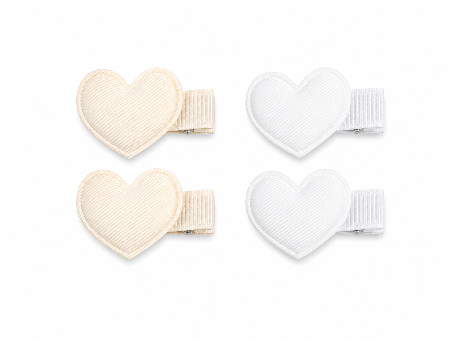2 Mini Par de Pinzas Corazon Blanco y Crema