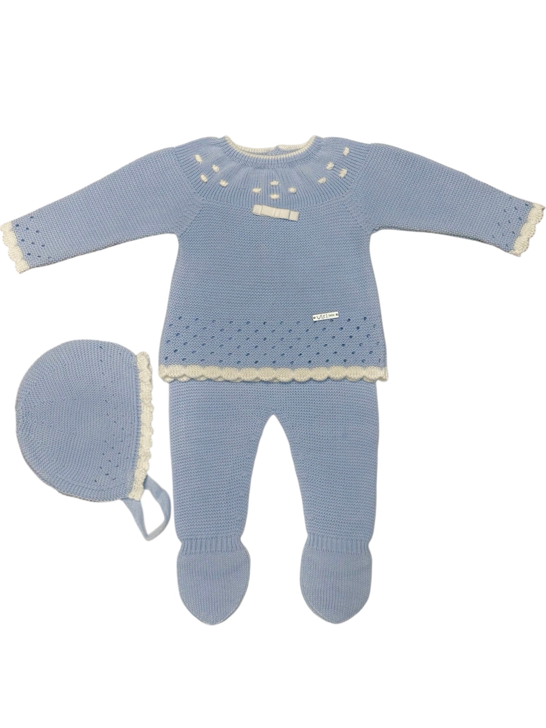 Conjunto Perle Cielo con Detalles en Blanco y Capota a Juego