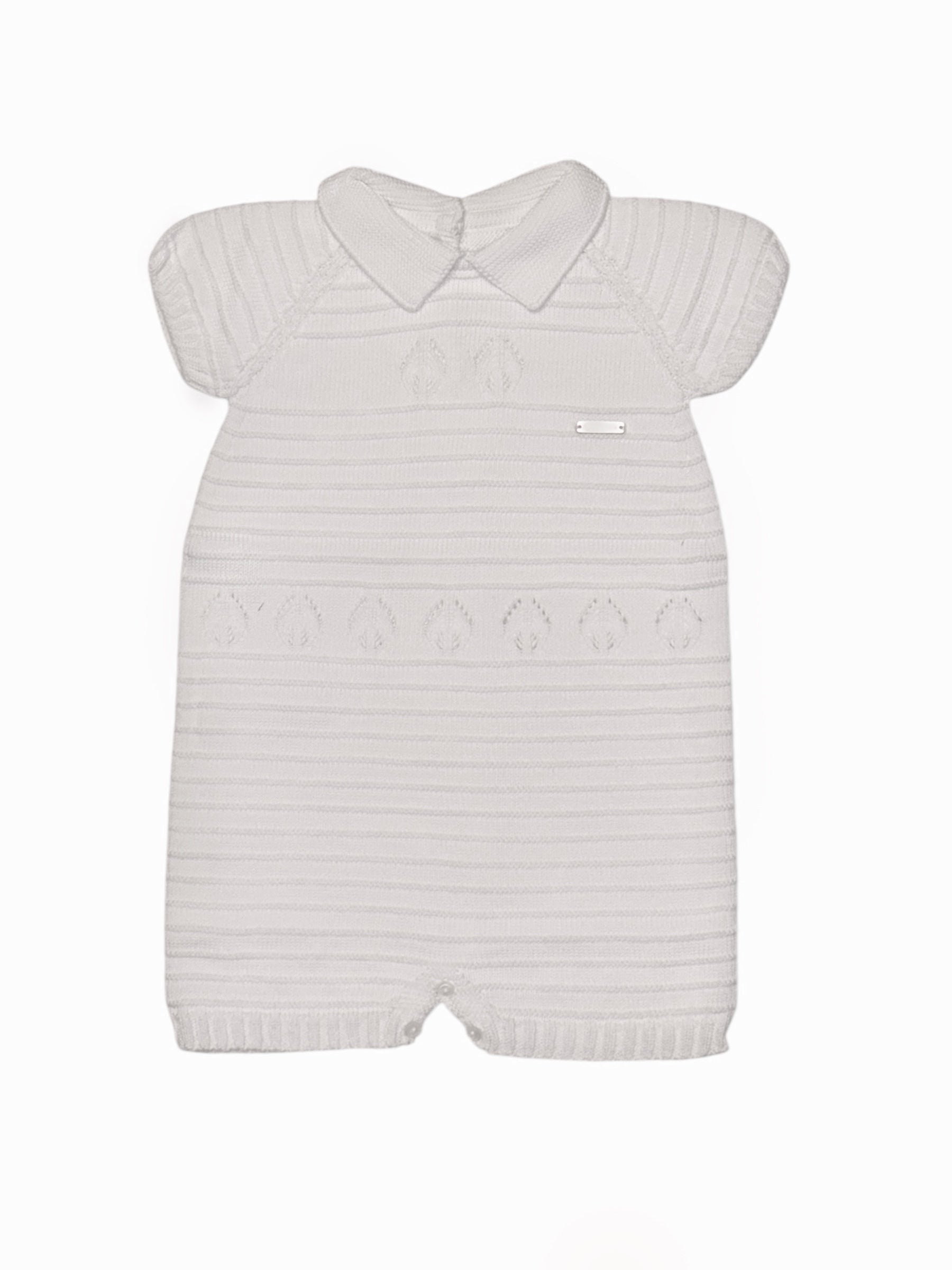 Romper Tejido con Lineas y Hojitas Blanco