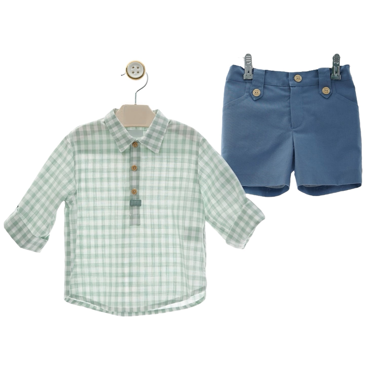 Conjunto Lancelot Camisa Cuadros Vichy Verde Empolvado