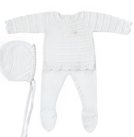 Conjunto Perle Blanco con Tejido Horizontal y Capota