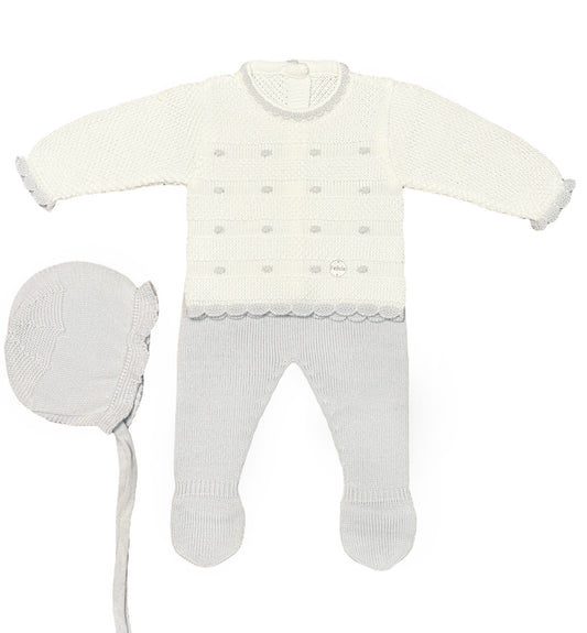 Conjunto Perle Blanco con Gris con Capota a Juego