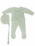 Conjunto Perle Verde Menta con Detalles en Blanco Capota a Juego