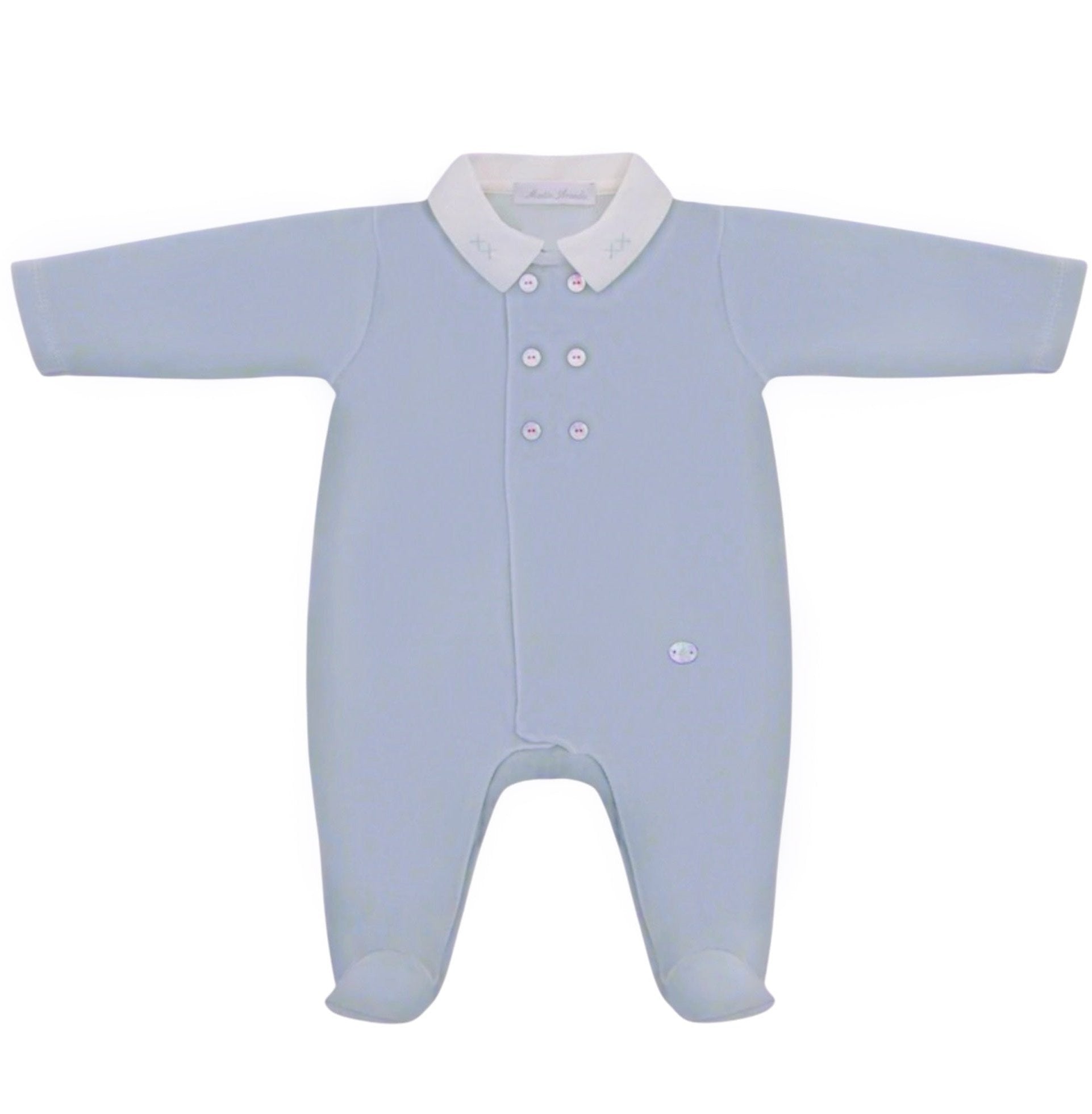 Pijama Velvet Botones Celeste