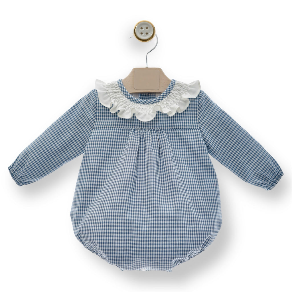 Pelele Azul de Cuadros con Cuello Colección Seda