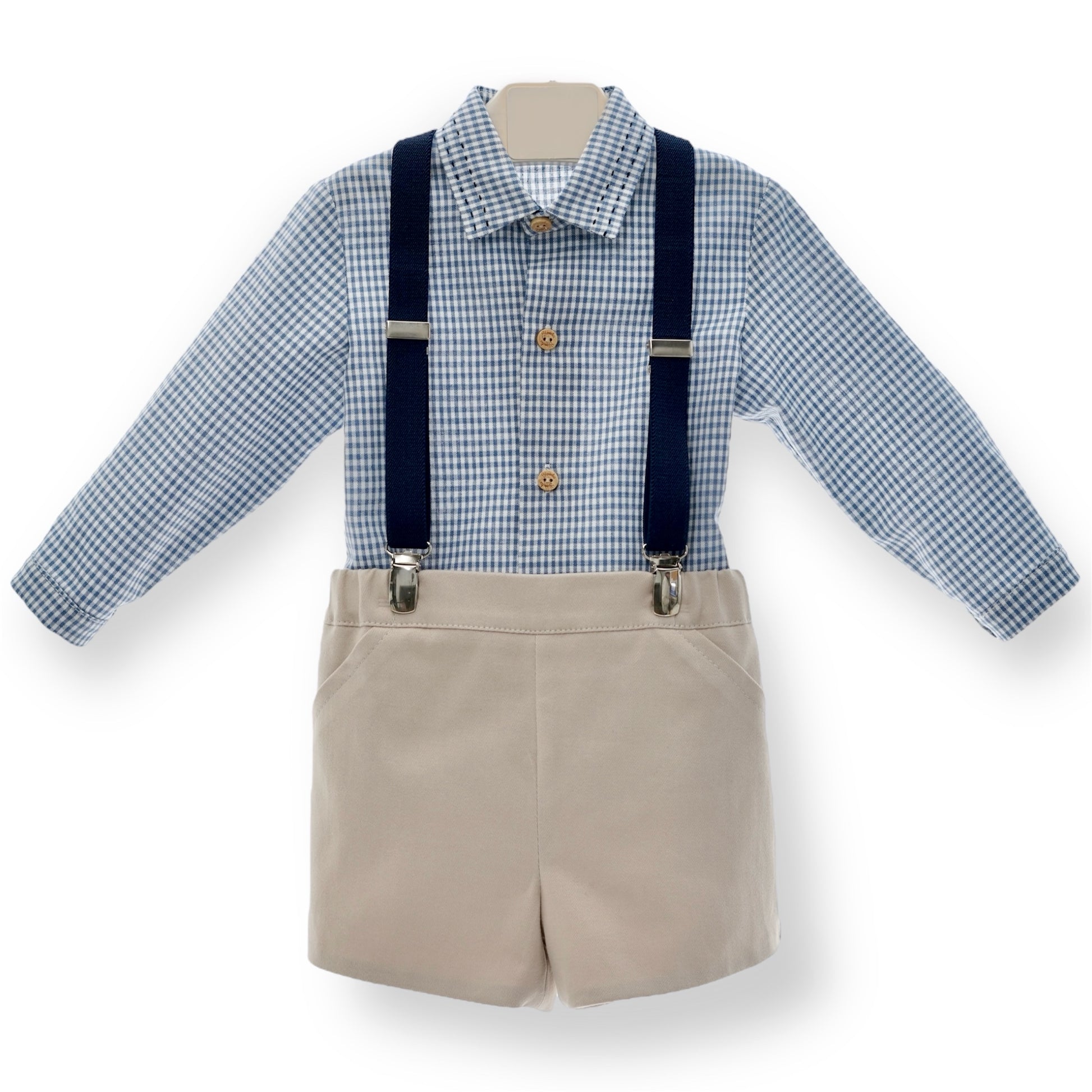 Conjunto Tirantes Seda Azul Empolvado