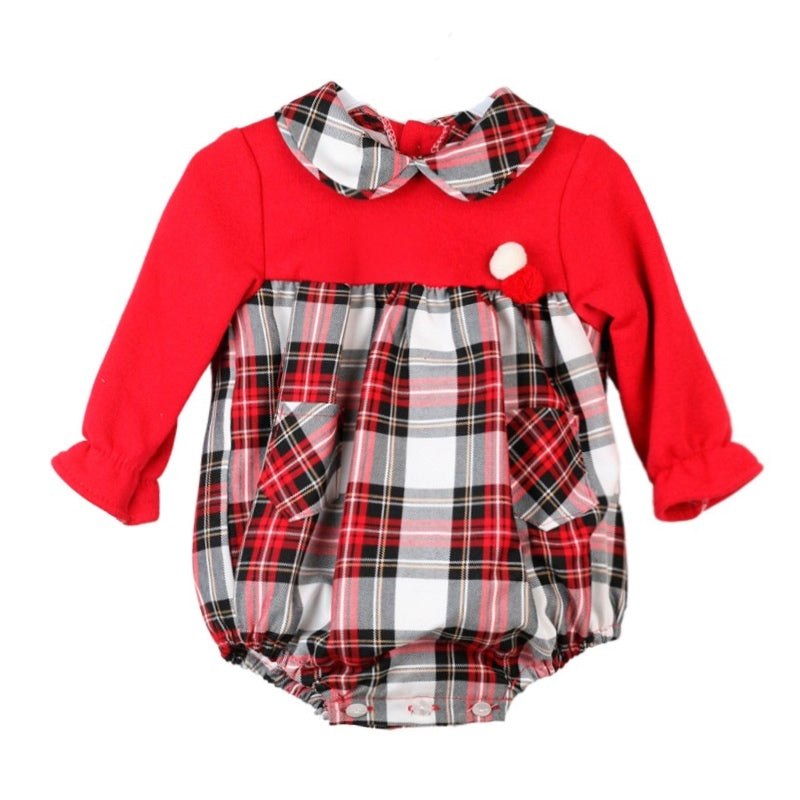 Pelele Rojo con Bombacho en Tartan Rojo y Negro