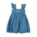 Vestido Tirantes Denim Flores Bordadas Pecho Abrazo