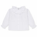 Camisa Manga Larga con Maxi Cuello Volantes Blanca